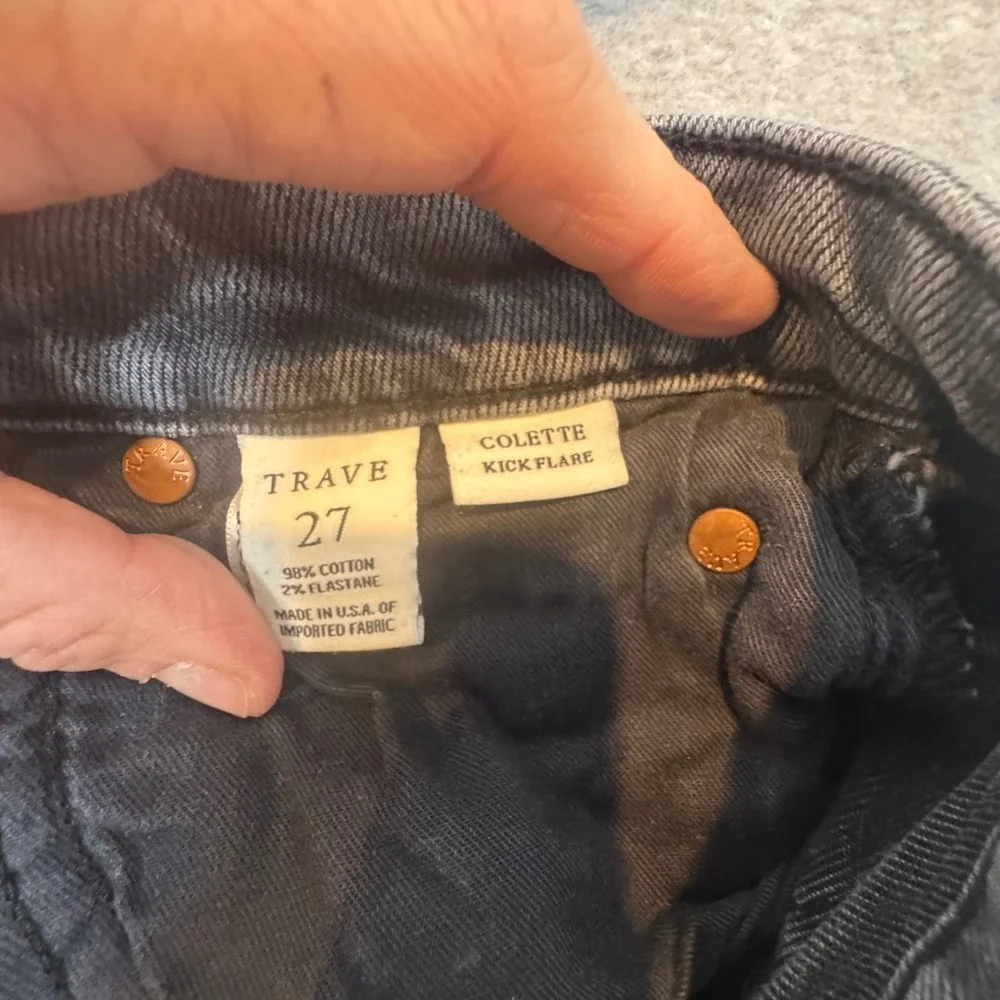 TRAVE Colette Kick Flare Jeans Grey Wash Size 27 Distressed Raw Hem‎ - Picture 3 of 8